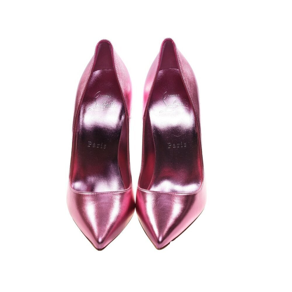 Christian Louboutin Christian Louboutin So Kate 120 Pink Laminated Leather High - Picture 2 of 6